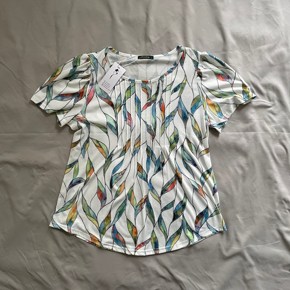 Colorful Leaf Pattern Women's Top